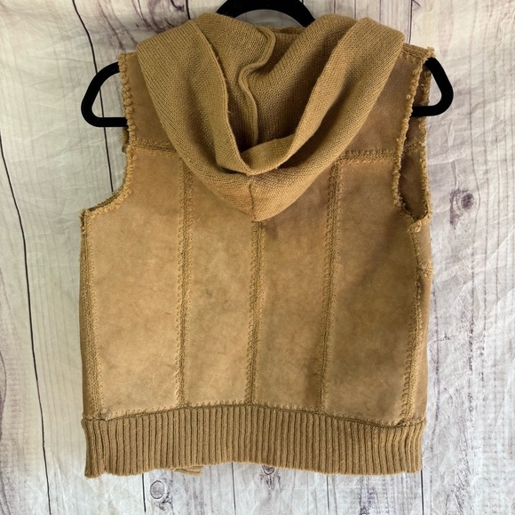 Vintage hooded patchwork western 100% shell split cowhide leather vest medium - Picture 8 of 9